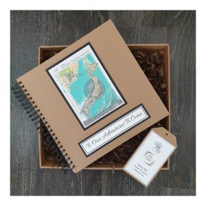 large scrapbook with illustrated Japan Map and adventures wording