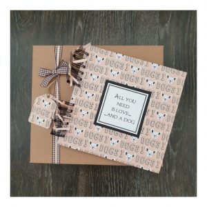 scrapbook with gift box and I love dogs background design