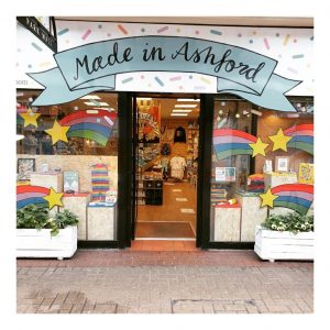 The front of a brightly coloured shop called Made in Ashford